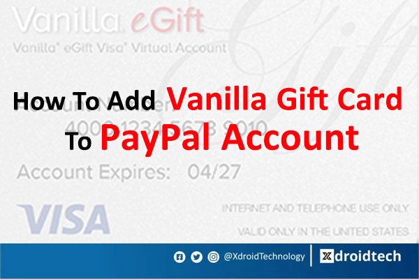 How to add vanilla gift card to paypal account
